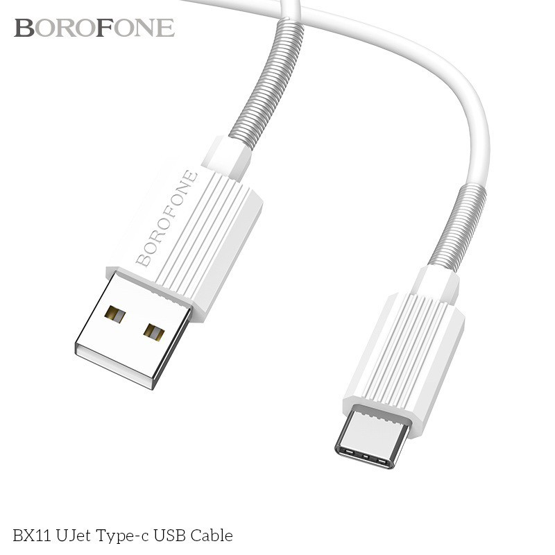 Cáp BOROFONE - BX11 đầu ngậm bọc sắt Lò Xo Chân Micro / Lightning / TypeC (BẢO HÀNH 12 THÁNG)