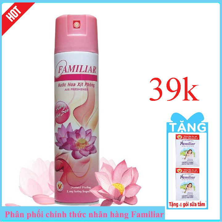 Nước hoa xịt phòng Familiar Hương Hoa Lan, Hoa sen, Hương chanh, Hương cà phê, Hương Chaming