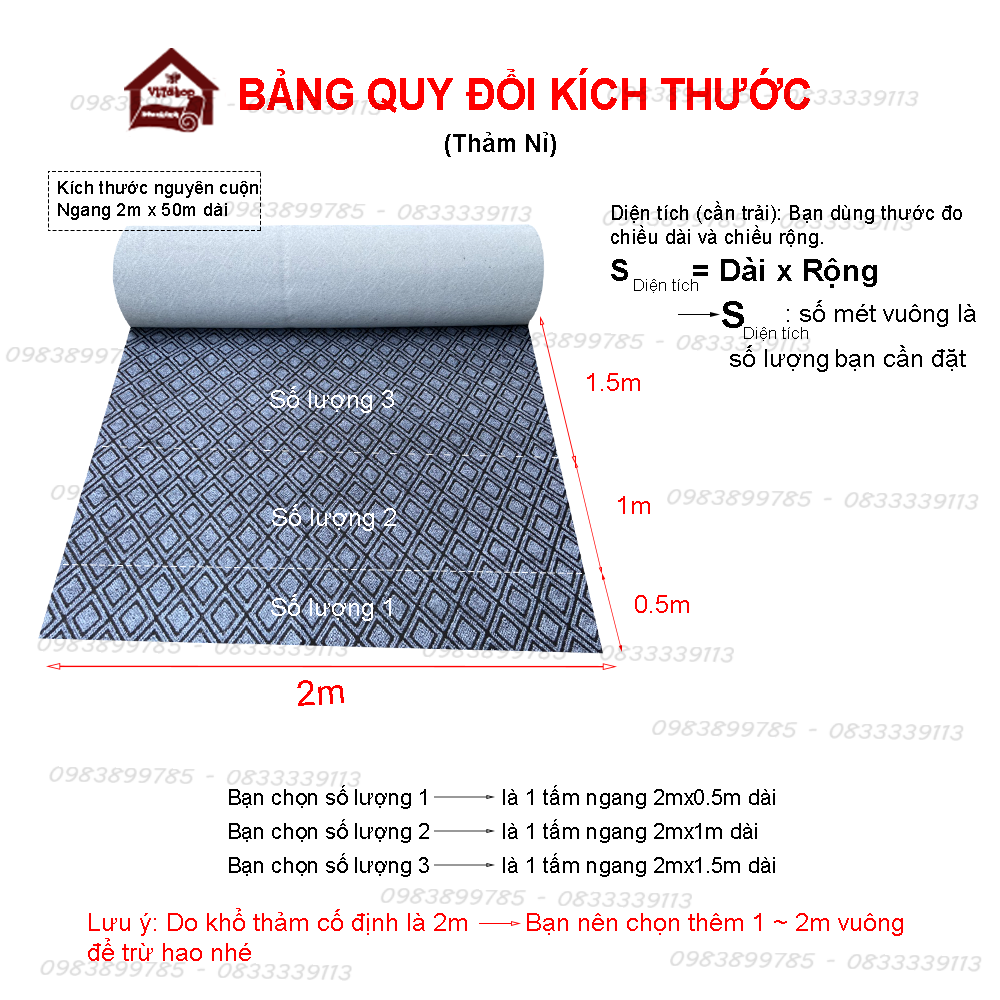 THẢM NỈ HOA VĂN [ KHỔ 2M X 0.5]