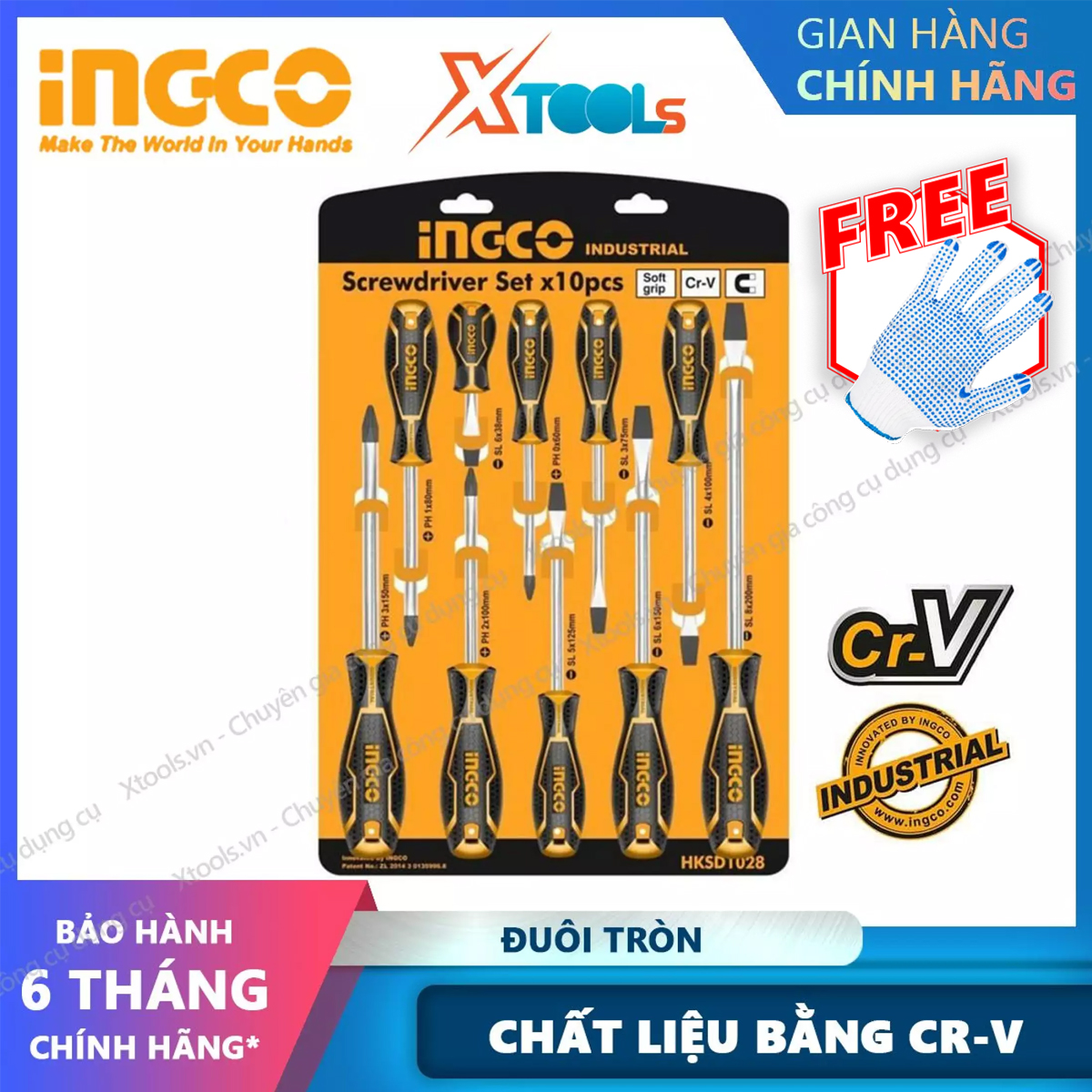 Hksd1028 compact design 10 screwdriver set. CR-V screwdriver set with round tail and 1 additional layer of plastic handle for smooth feeling