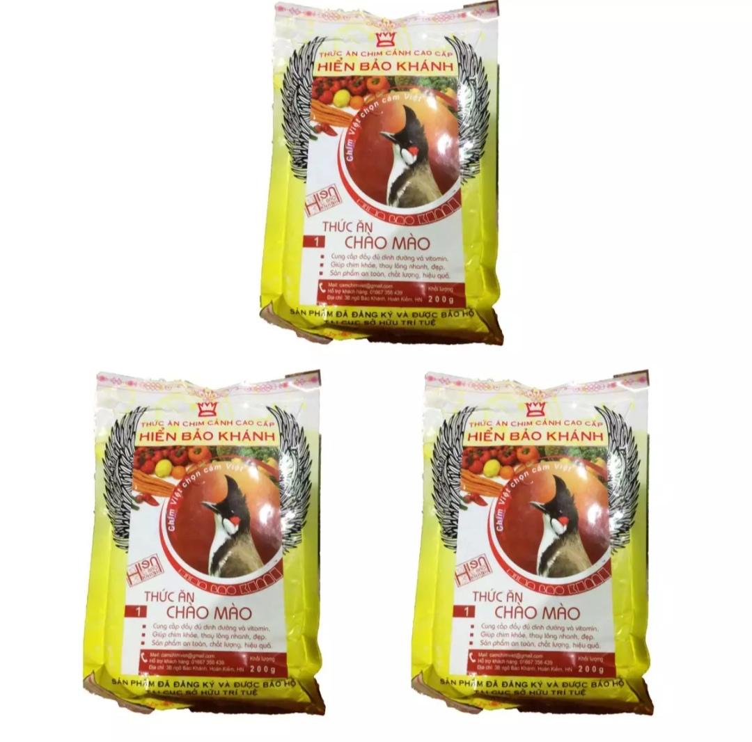 Combo 3 bịch Cám Hiển Bảo Khánh Chào Mào Dưỡng - Thay Lông (Số 1) 200g
