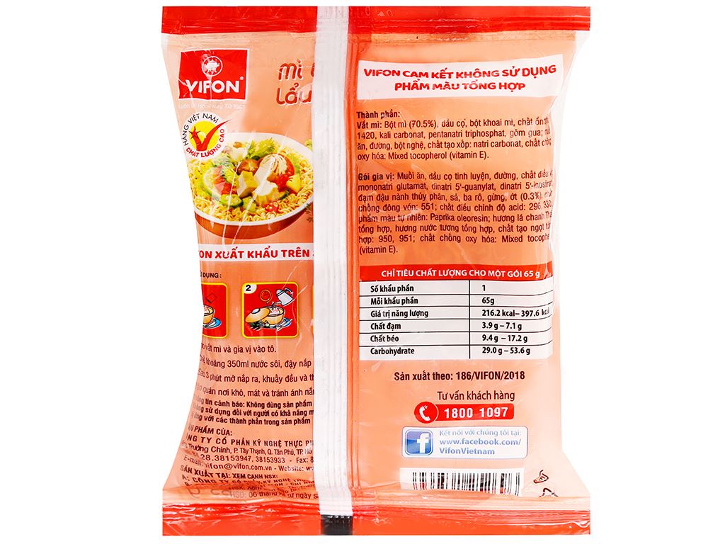 Thùng 30 gói mì Lẩu Thái CHAY Vifon