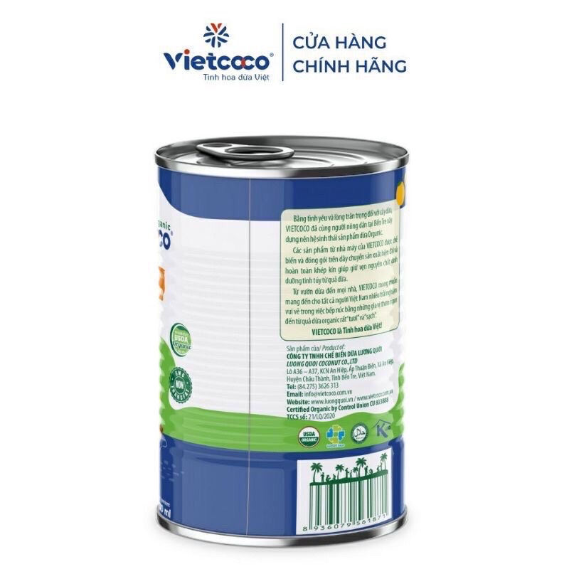 Cốt Dừa Organic Vietcoco Lon 400g