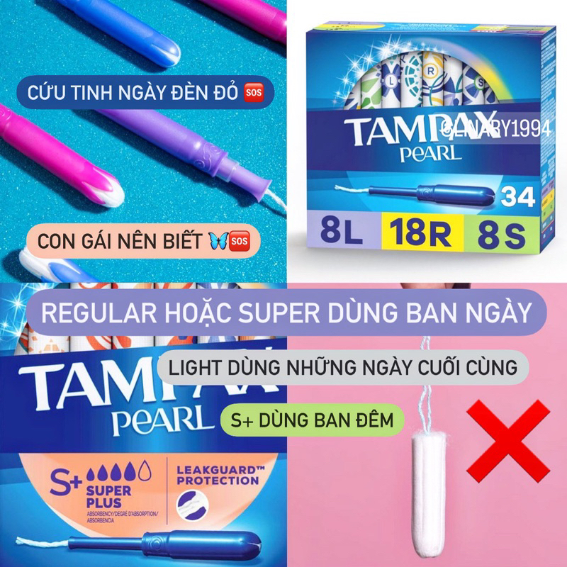Tampon Tampax Pearl - Băng Vệ Sinh Dạng Ống