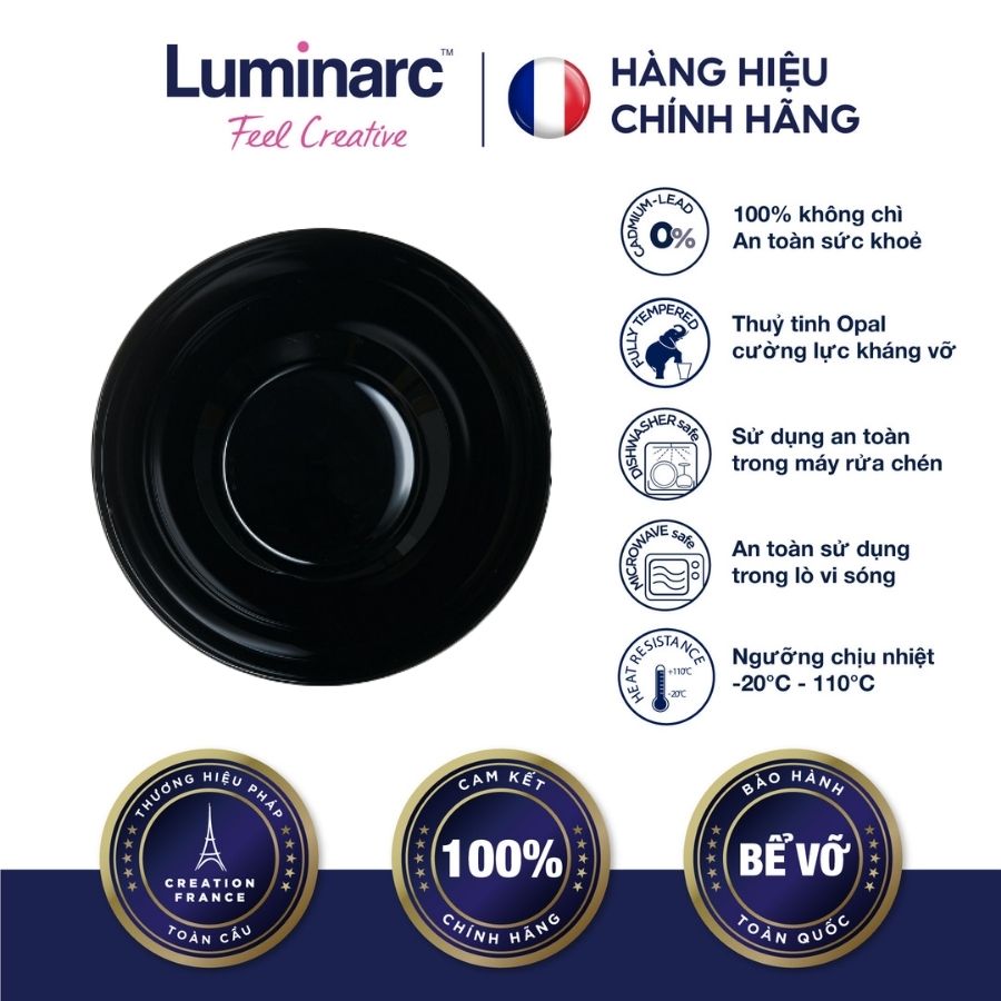 Bộ 6 đĩa sâu thuỷ tinh luminarc diwali đen 20cm- ludip0787