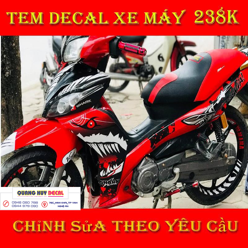 Tem trùm jupiter cá mập đỏ đen shark - Độ dán team trùm decal xe máy jupiter cá mập đỏ đen shark - Team trùm decal xe máy jupiter rẻ đẹp và chất