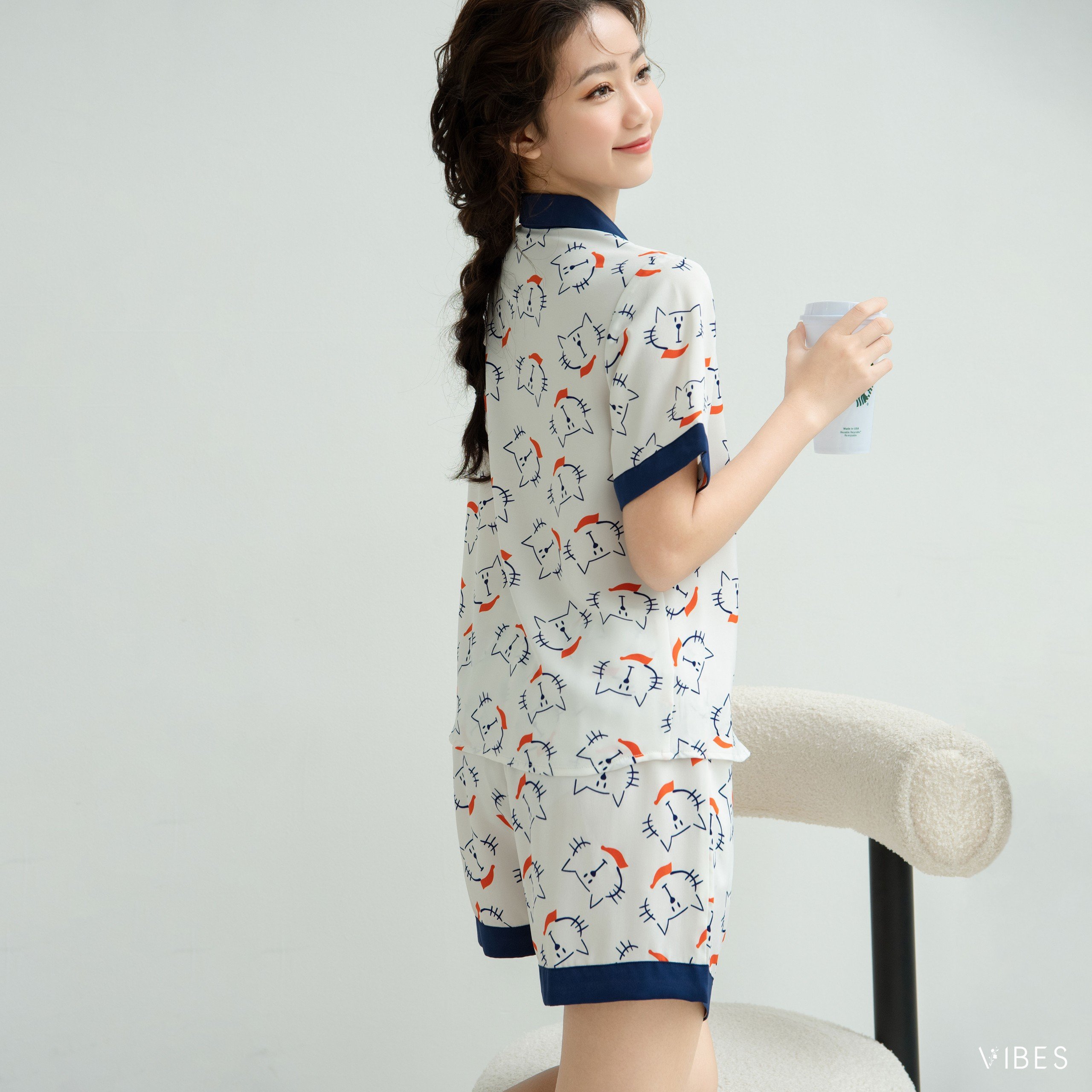VIBES Pijama ngắn Cat Py Set