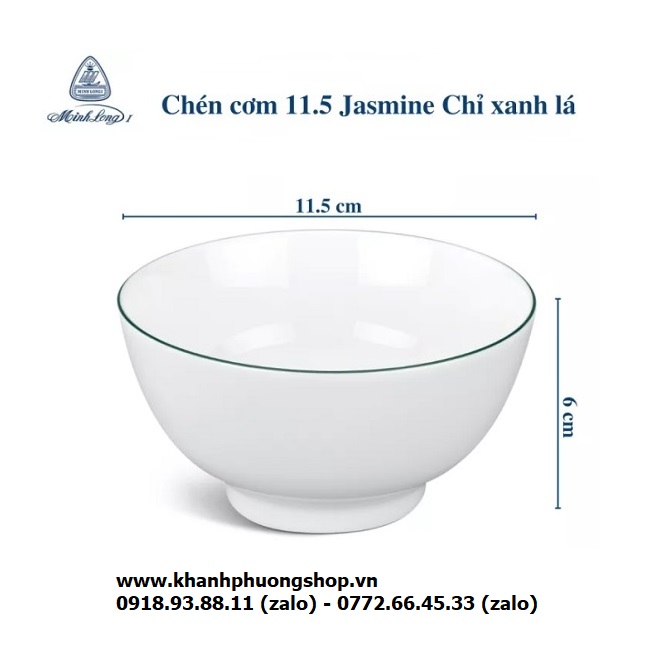 chén cơm sứ Minh Long viền xanh lá - chén cơm sứ minh long