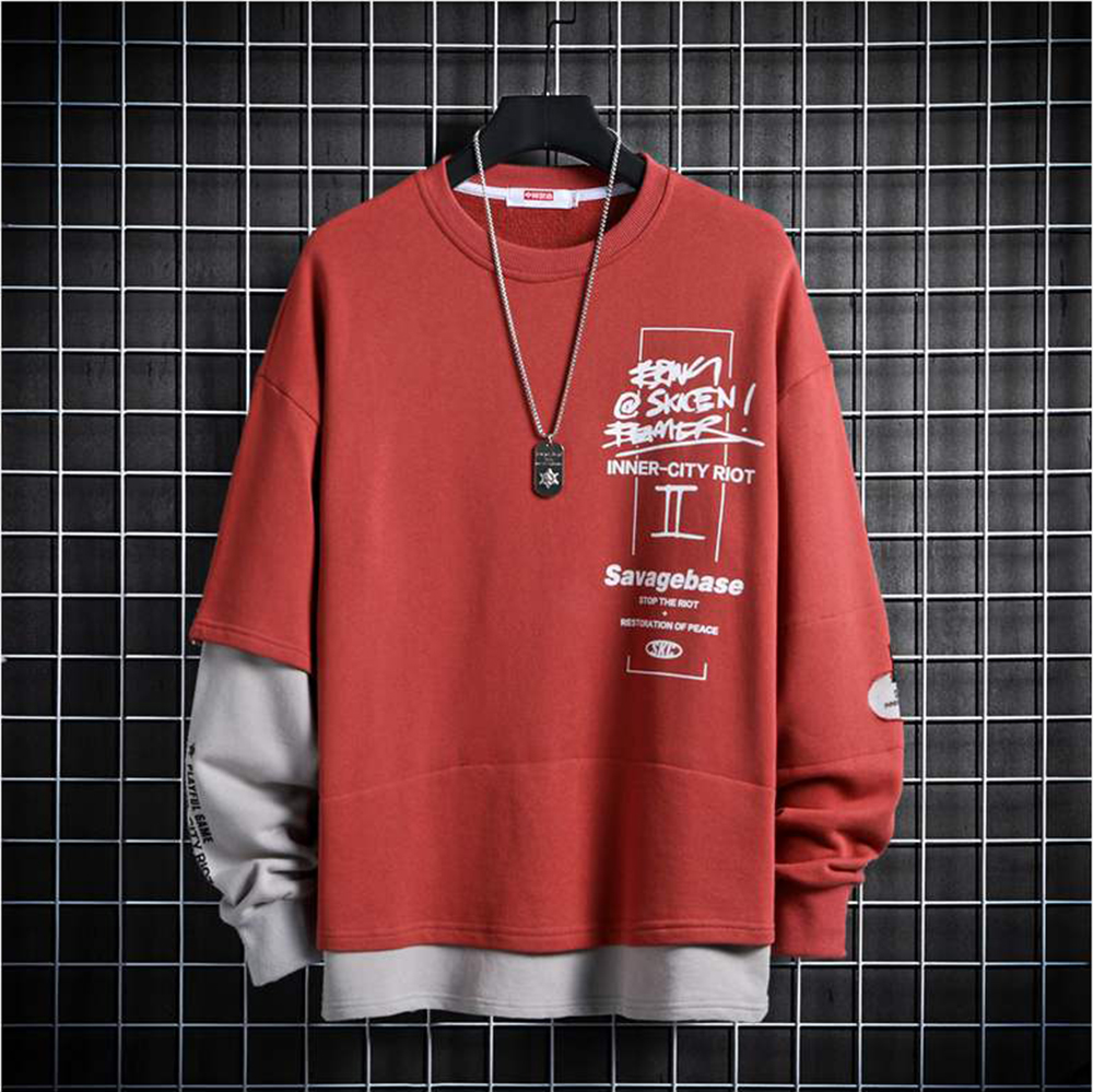 Áo Sweater Nam Dài Tay Phối Chữ Đơn Giản Kết Hợp Giả Hai Lớp Áo Độc Đáo Phá Cách Phong Cách Hàn Quốc Hot Trend 2024 Thời Trang FASHION4MENHCM AO TOP NAM 90000155