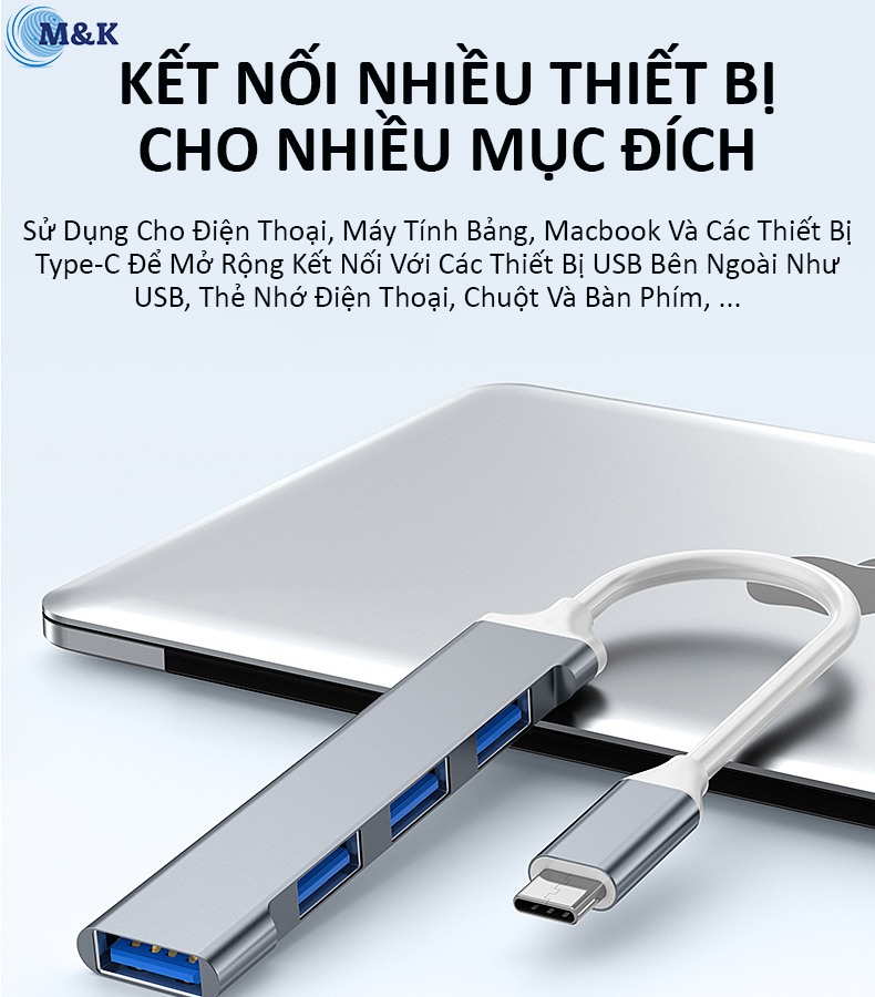 HUB Type C và HUB USB 3.0, Bộ Chia 4 Cổng USB 3.0, USB OTG
