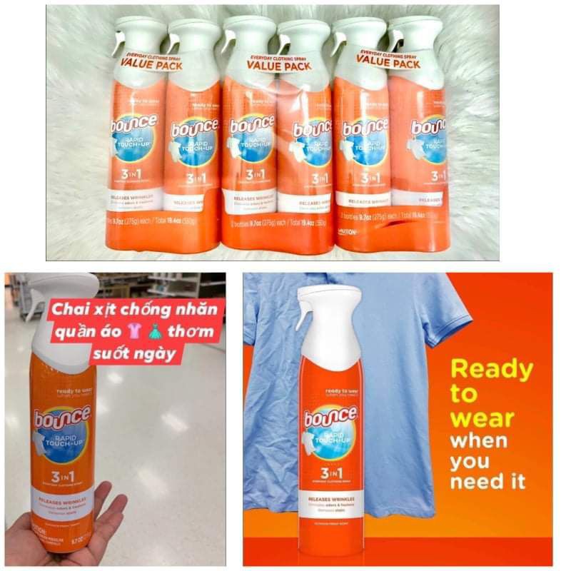 [HCM][Hàng Mỹ] Xịt thẳng & thơm quần áo Bounce của Mỹ 275g
