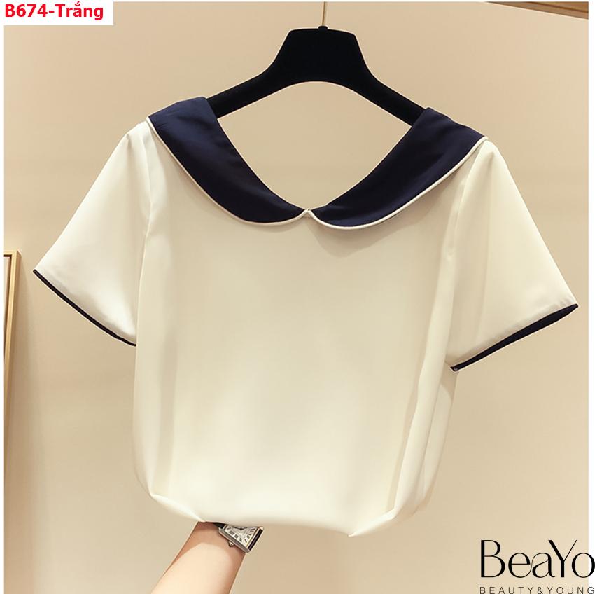 [HCM]B674-ÁO SƠ MI CỔ SEN THUYỀN XINH