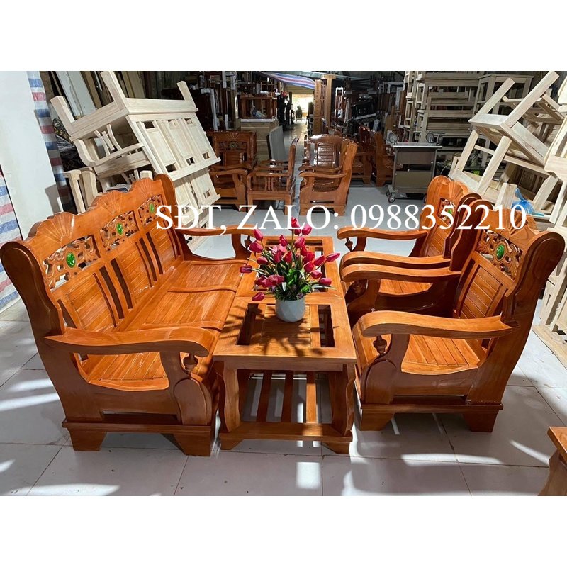 Bàn ghế gỗ xoan phòng khách