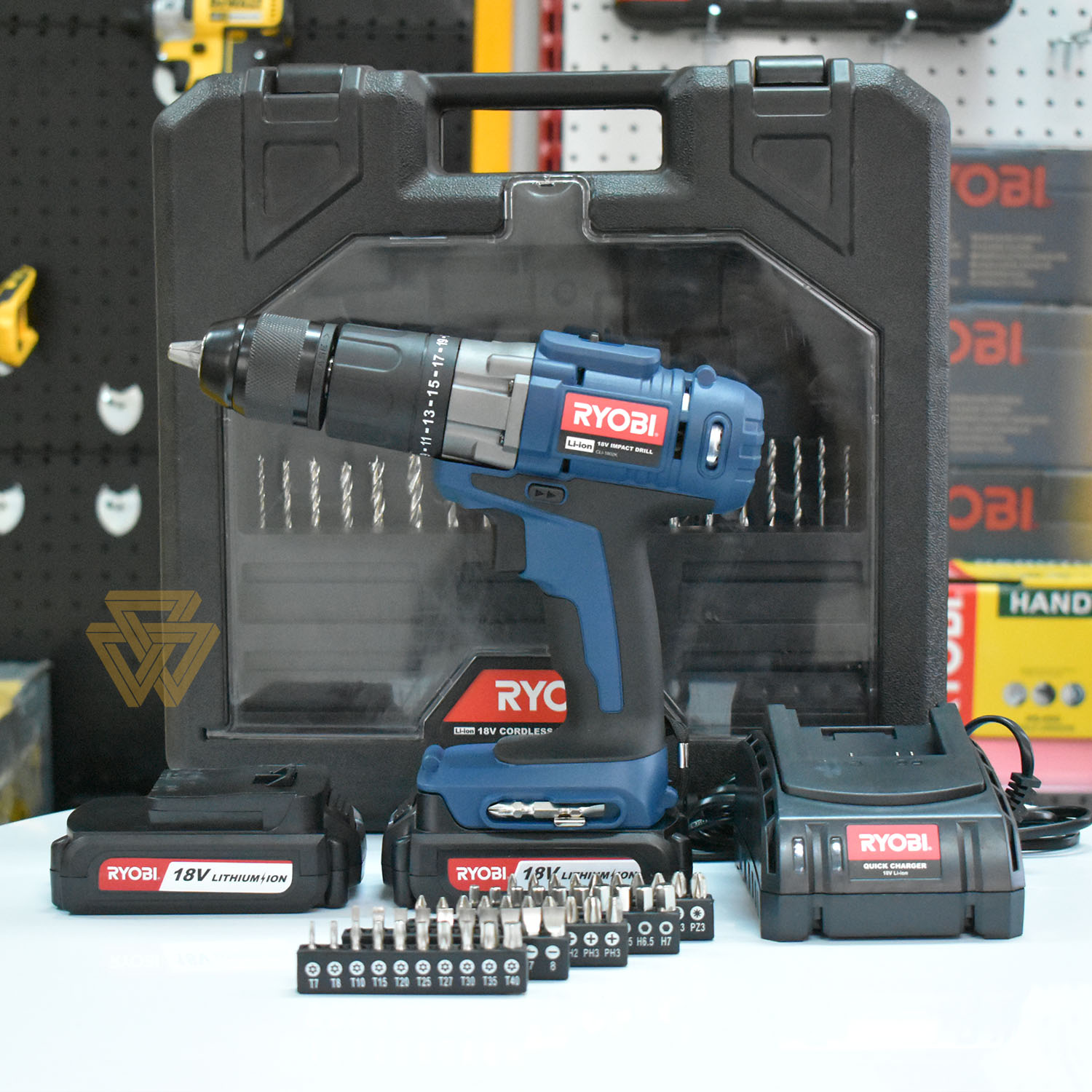 [Trả góp 0%]Bộ Máy Khoan Búa Động Lực Pin 18V Ryobi CLI-1802K