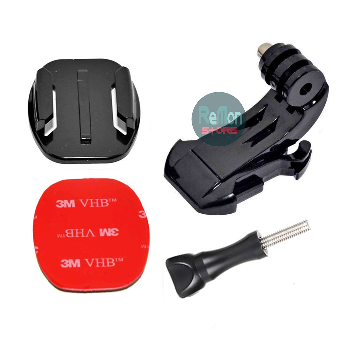 Bộ J-Hook mount GoPro và đế dán nón bảo kiểm keo 3M xịn Tròn hoặc Vuông