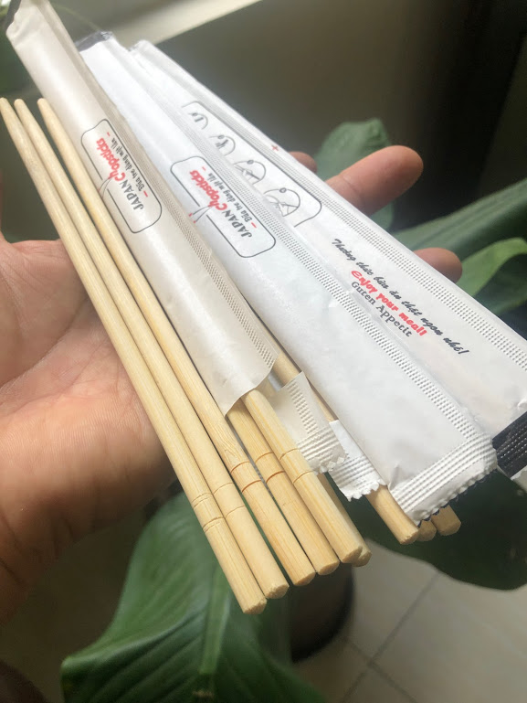 100 đôi Đũa tre dùng 1 lần_tròn 5.5 * 20cm_ BỌC GIẤY xuất Nhật