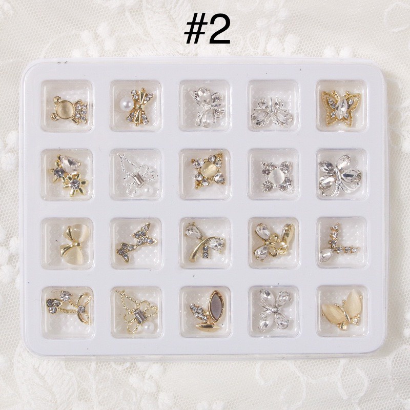 Charm đồng, charm nail, charm sắt đính móng trang trí móng giá rẻ, set 20 viên
