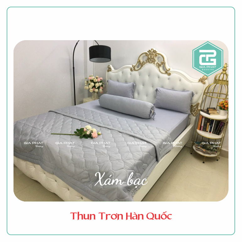 Bộ ga giường thun lạnh trơn 1 màu gia phát bedding kích thước 2m, 2m2 x 2m.