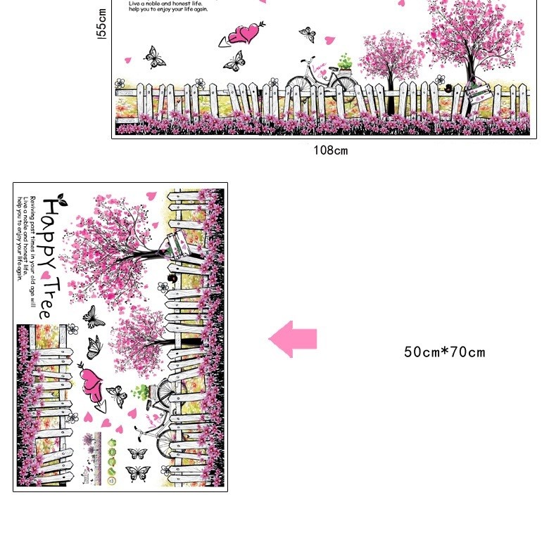 Decal chân tường HAPPY TREE có keo sẵn