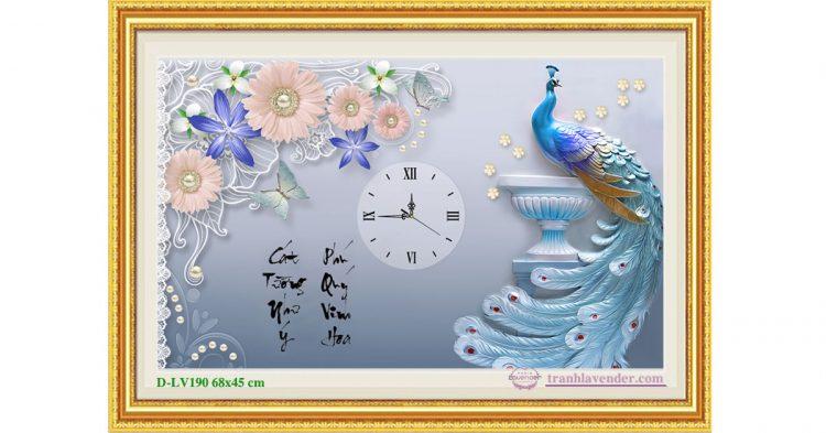 [HCM]Tranh Đính Đá Đồng Hồ Phú Quý Cát Tường LV190 - KT:68x45cm