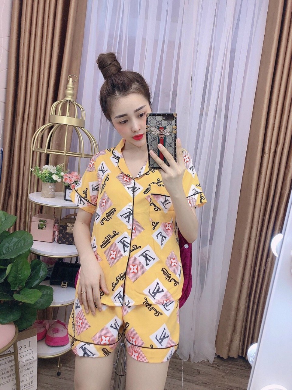 PIAMA QUẦN ĐÙI VẢI LỤA HÀN MẶC THOẢI MÁI SIZE DƯỚI 60KG.LH009