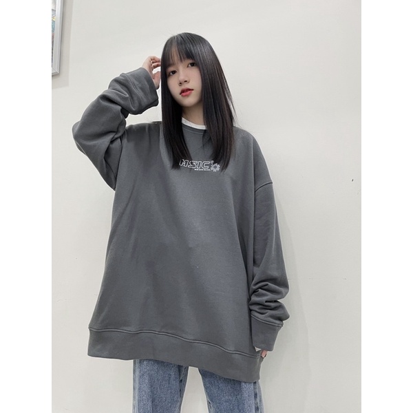 Áo Sweater 2 Cổ Xám (Nỉ Bông)