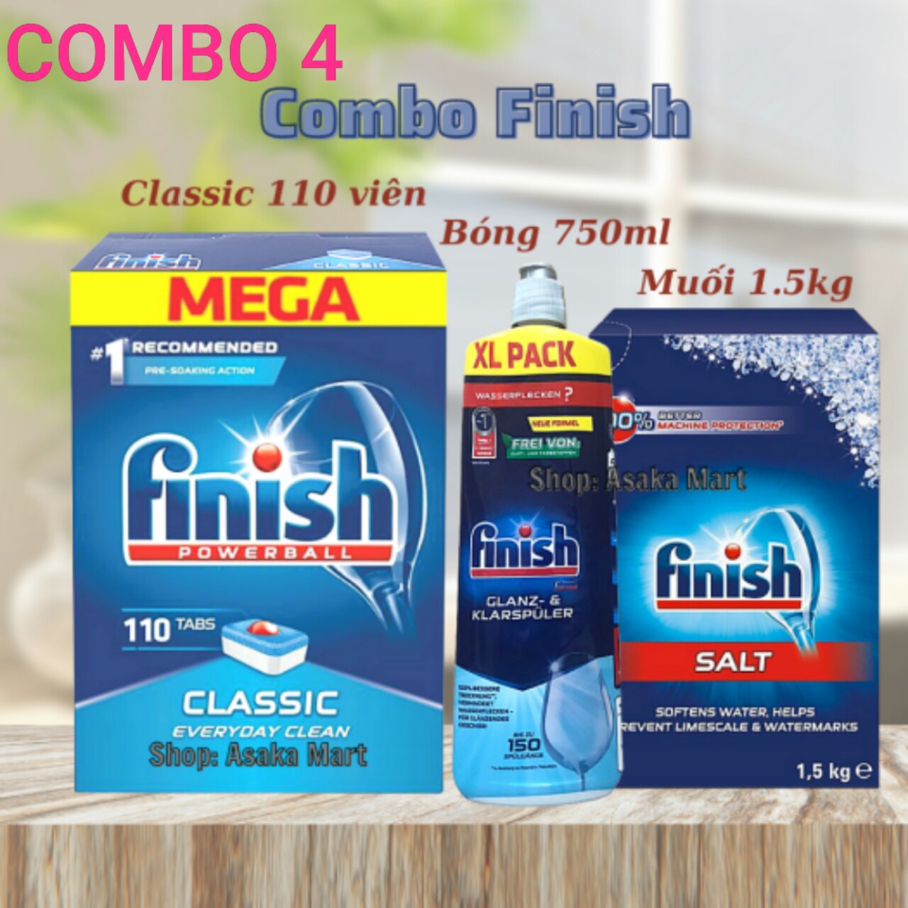 Combo Finish 1-2-3-4 giành cho Máy rửa chén [Best seller] - FREESHIP