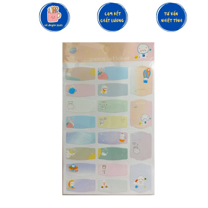 Set 3 Tờ Nhãn dán tên, name sticker mẫu dễ thương