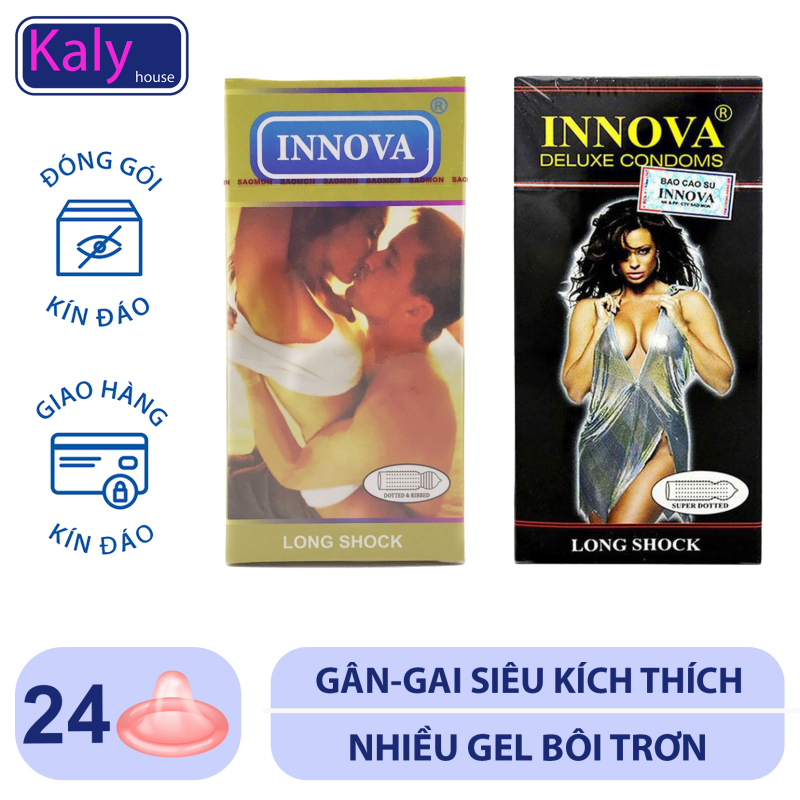 Bộ 2 hộp bao cao su gân gai INNOVA hộp 12 bao (vàng đen).Che tên sản phẩm khi giao hàng.
