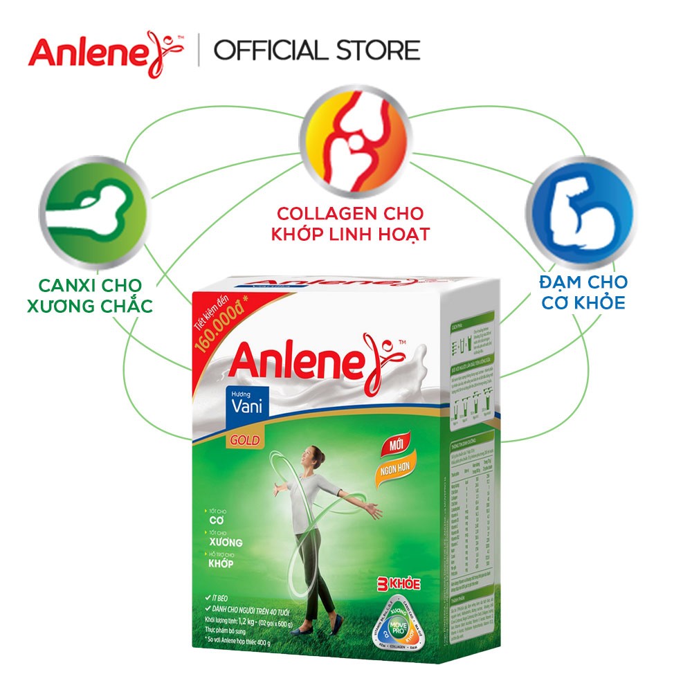Sữa bột Anlene Gold 3 X Movepro Vani 1,2 Kg