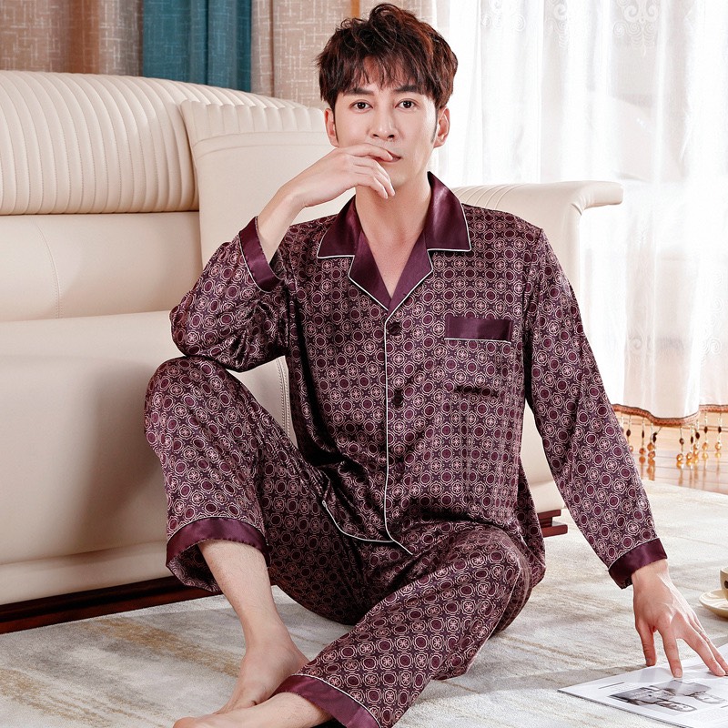 NG1908 Bộ pyjama nam dài tay chất lụa mềm mại cao cấp hàng nhập