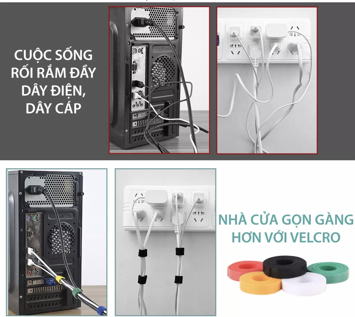 Dây khóa dán 2 mặt - Dây Velcro 45m/cuộn