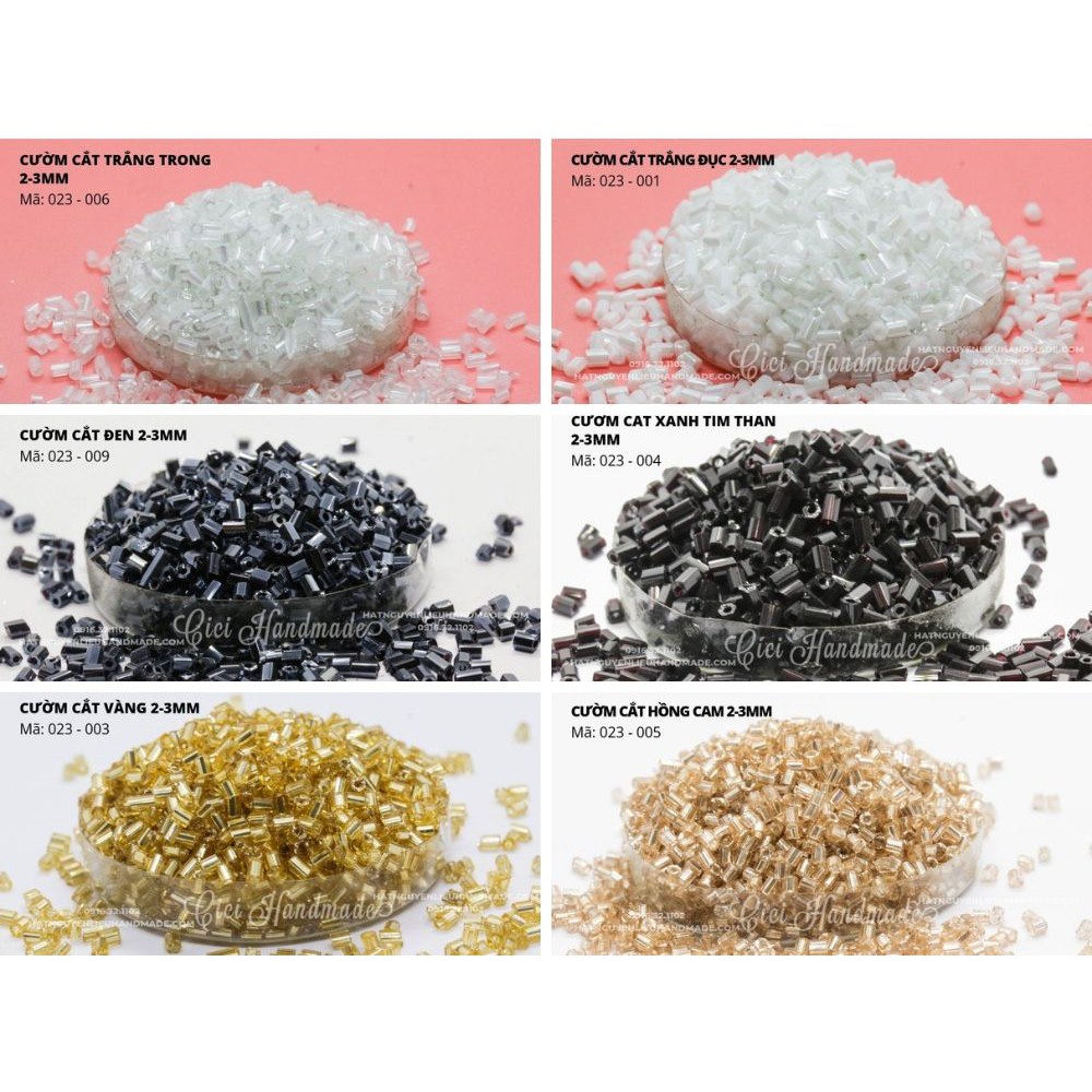 Cườm cắt 2-3mm gói 80g Cici Handmade Nguyên liệu đính kết phụ kiện cô dâu