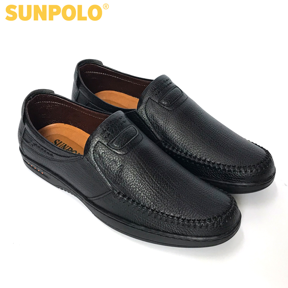 Giày nam, Giày mọi nam da bò SUNPOLO LS4010 (Đen, Nâu)