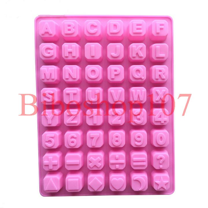 Khuôn silicon làm thạch, rau câu, socola 48 chữ số và ký tự