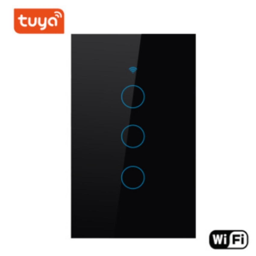Công tắc điều khiển từ xa Tuya Smart Wifi , 3G,4G điều khiển từ xa 3 thiết bị Màu Đen , Công tắc thông minh, Công Tắc Wifi Tuya Smart Life, Thiết kế thông minh, Sang trọng, Tương thích với các thiết bị thông minh Google Home và Alex
