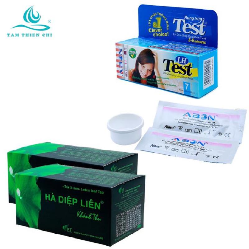 Que thử rụng trứng LH ABON hộp 7 test và Trà lá sen Hà Diệp Liên túi lọc hộp 30 gói x 2 hộp