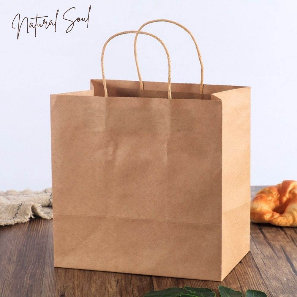 Combo 10 Túi Giấy Kraft Nhật - Quai Giấy Chắc Chắc - Loại Cao Cấp - Cửa Hàng Nến Thơm và Quà Tặng Natural Soul