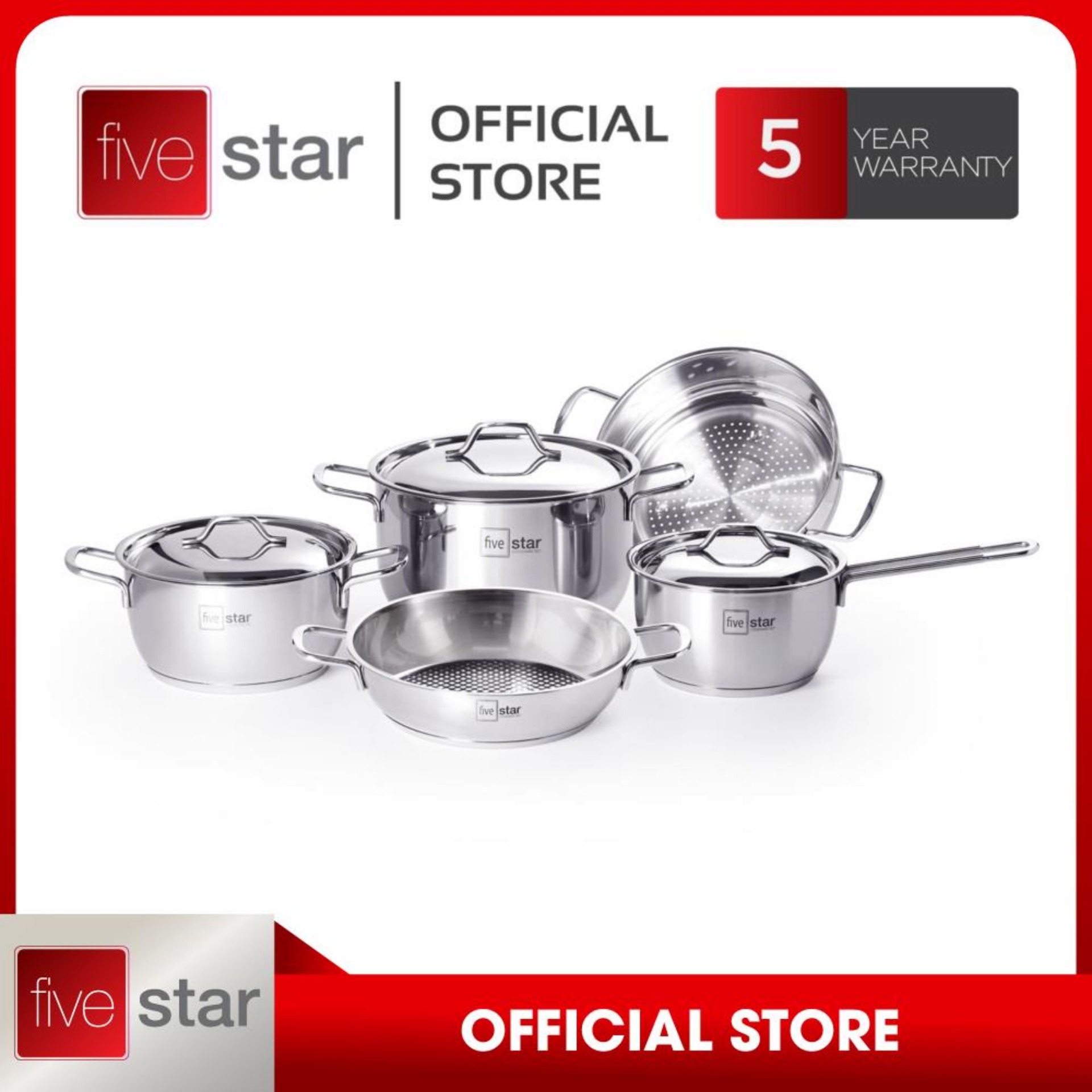 >> BÁO GIÁ BỘ NỒI INOX 3 ĐÁY GỒM 3 NỒI 1 CHẢO 1 XỬNG FIVESTAR FS08CG1 - HÀNG CHÍNH HÃNG | Shopee Lazada Sendo Tiki mới nhất 50 Bộ Nồi 3 Đáy Inox 430 Fivestar Standard nắp kính / nắp inox (Gồm 1 Quánh 18cm, 2 Nồi 20cm-24cm, 1 Chảo 24cm và 1 Xửng 24cm)
