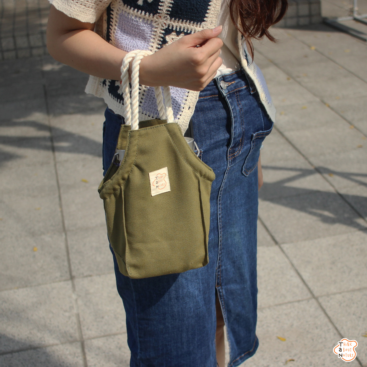 TÚI VẢI CANVAS APRON BAG ĐỰNG BÌNH NƯỚC TANcupholder