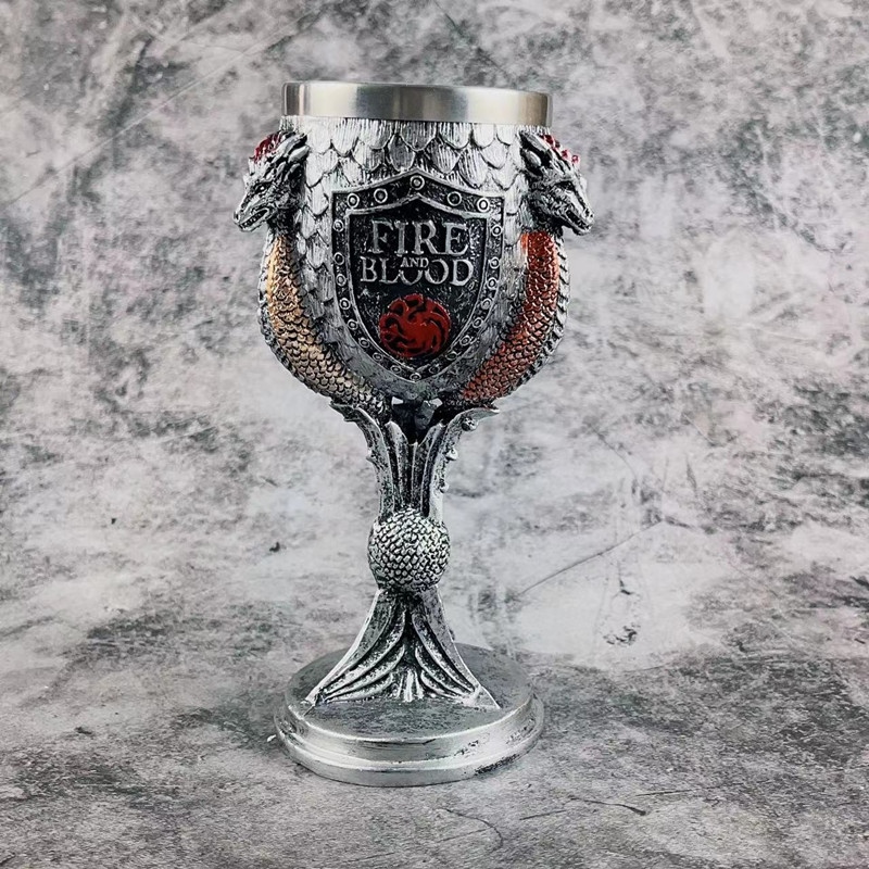 Cross-border explosive Game of Thrones A Song of Ice and Fire 3D three-dimensional sculpture personality three-faced dragon beer mug goblet bar mug cup glass