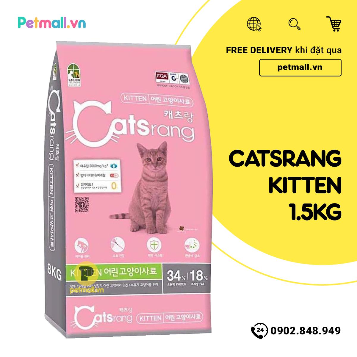 Thức ăn mèo Catsrang Kitten 1.5kg - Dành cho mèo còn, nhập Hàn Quốc Petmall
