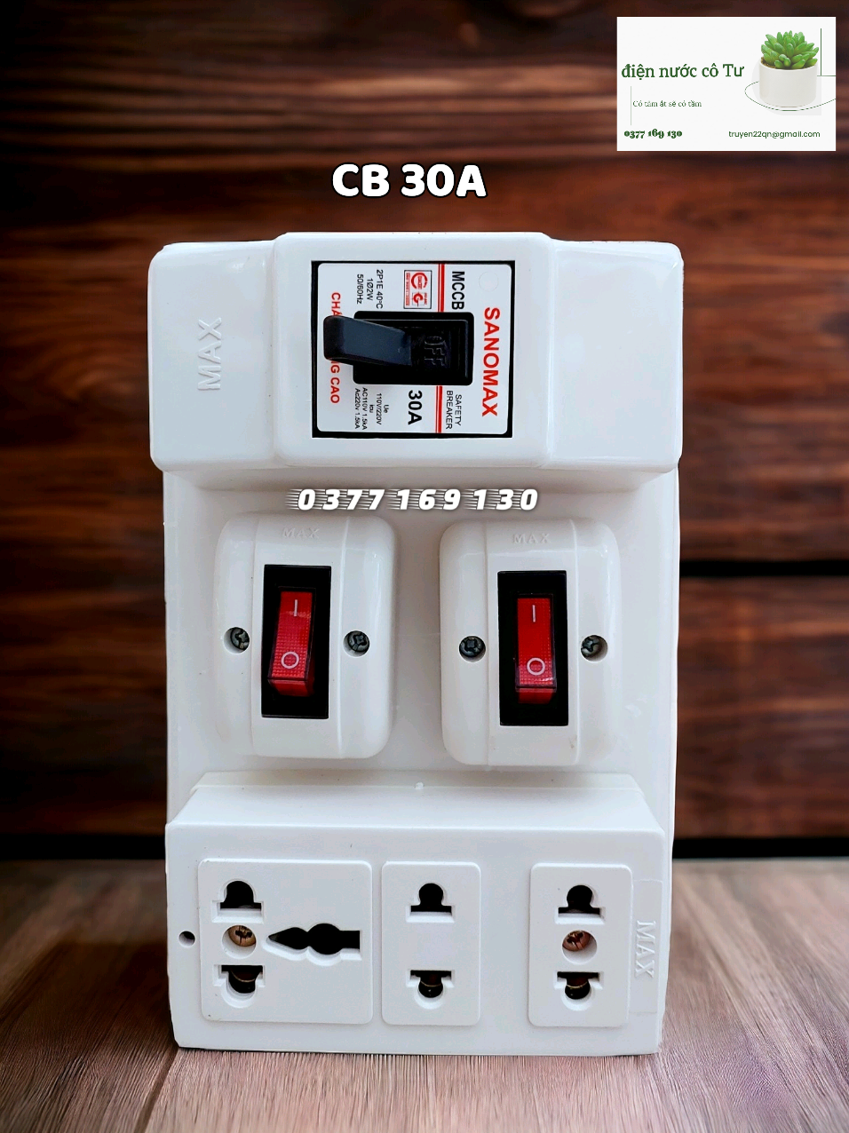 Bảng điện nổi - Bảng điện lắp sẵn - Taplo công tắc ổ cắm kèm CB ngắt quá tải SANOMAX