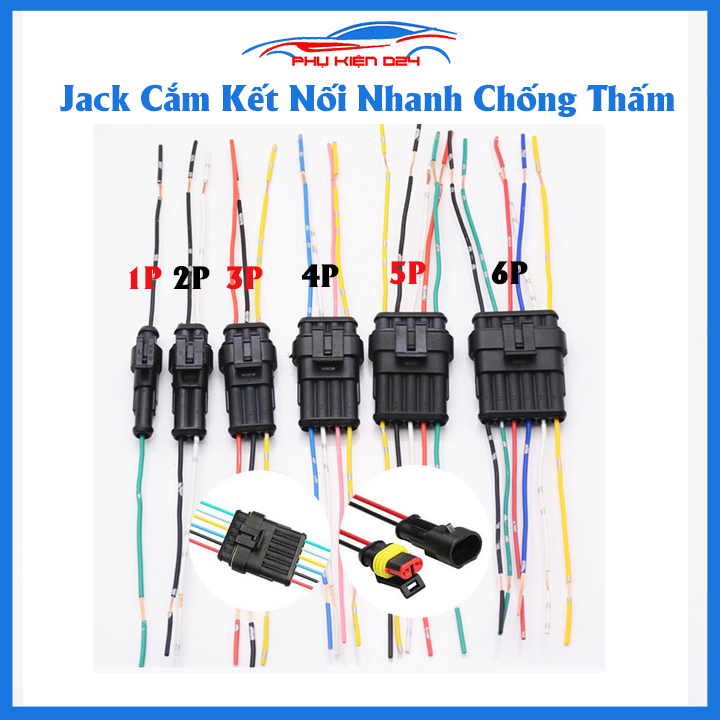 Bộ jack cắm kết nối nhanh đực cái chống thấm nước cho ô tô, xe máy, cút nối, đầu nối dây điện nhanh đủ loại chân 1P, 2P, 3P, 4P, 5P, 6P