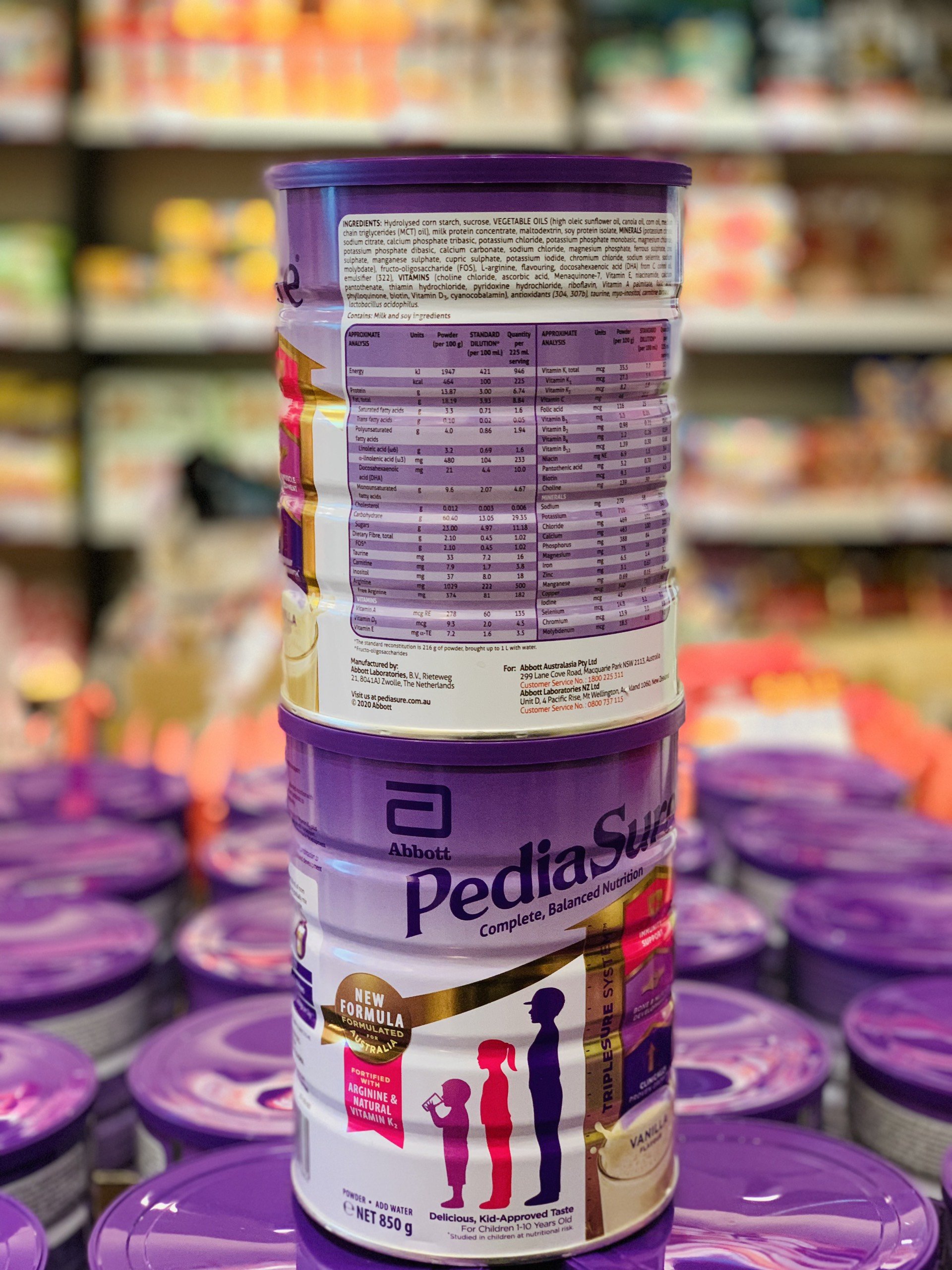 [Mẫu mới 2024] Sữa Pediasure Úc 850gr Nắp Tím vị Vani