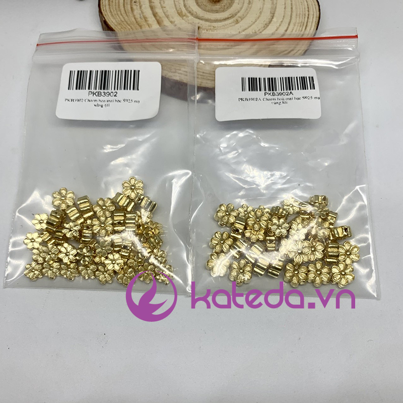 [HCM]Charm hoa mai bạc S925 mạ vàng 6li/ 8li