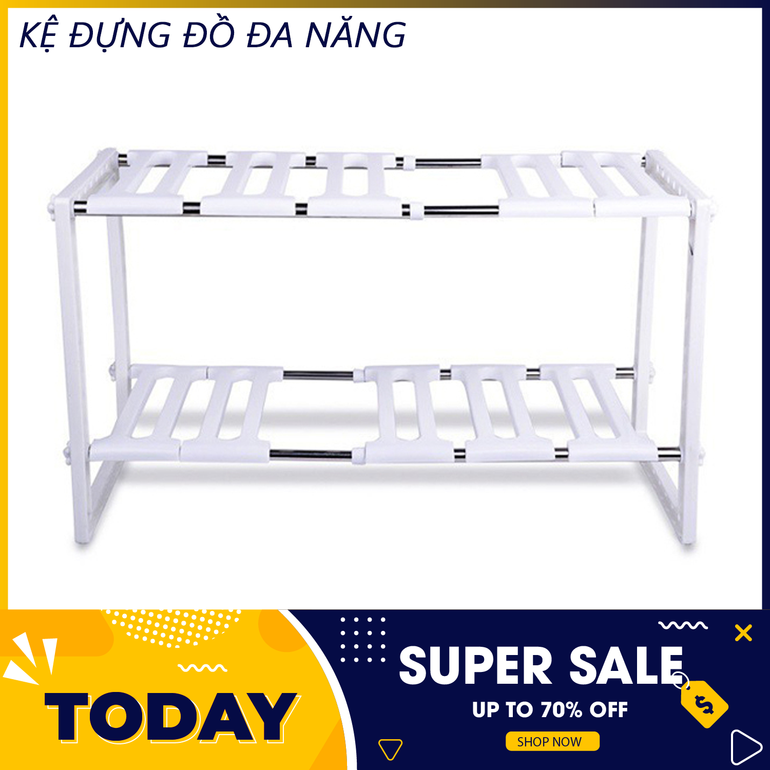 Kệ đựng đồ đa năng - Kệ gầm bếp, Kệ để đồ nhà bếp - kệ để gầm bếp thông minh, Kệ xếp để đồ nhà bếp 2 tầng đa năng tiện dụng, Kệ để nồi chảo đa năng-Hỗ trợ đổi trả 7 ngày