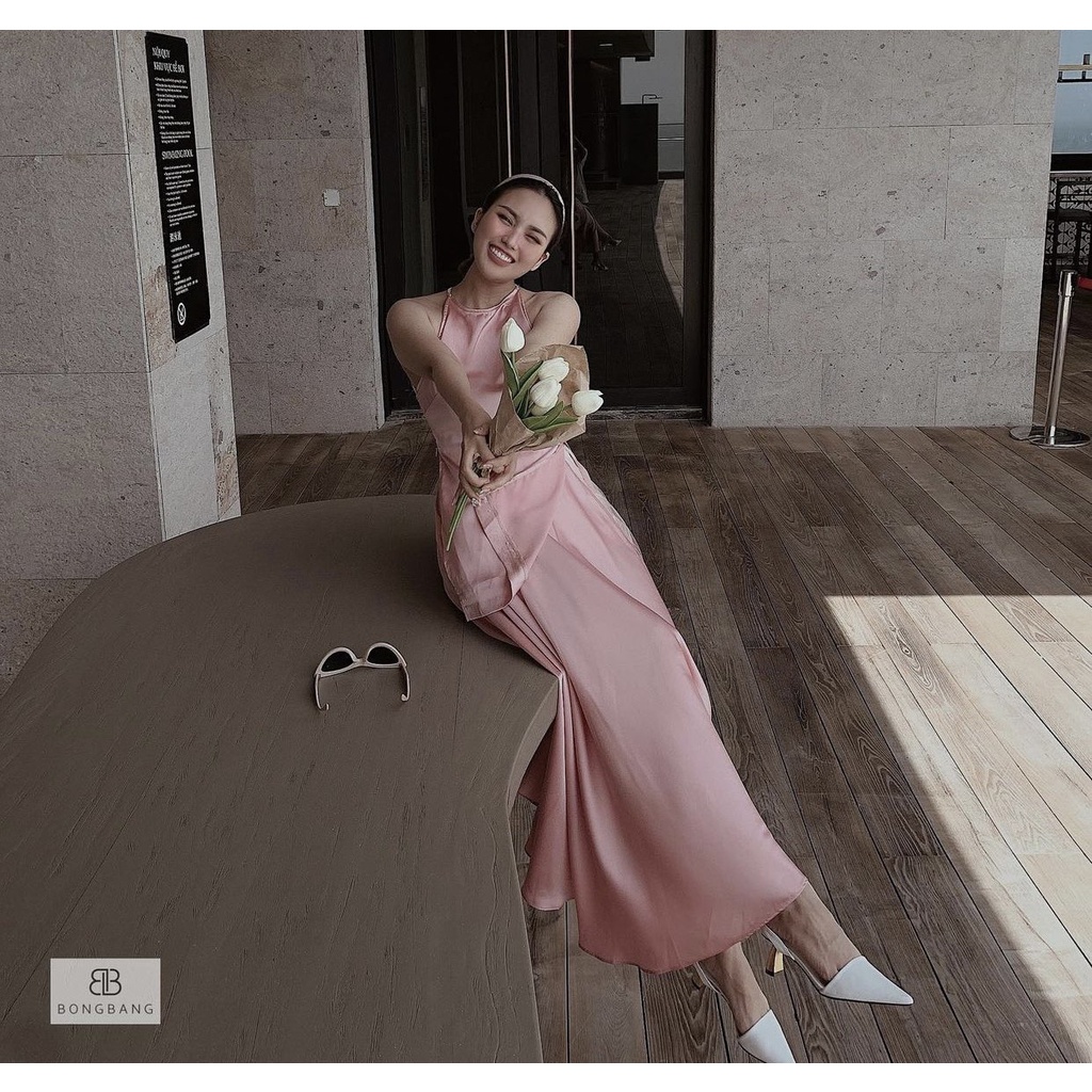 Đầm maxi đi biển Phi Satin Có Sẵn