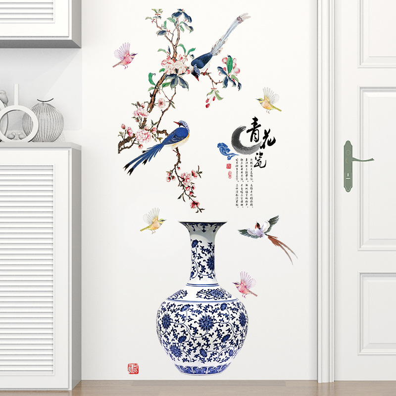 DECAL DÁN TƯỜNG BÌNH HOA PHONG THỦY 5