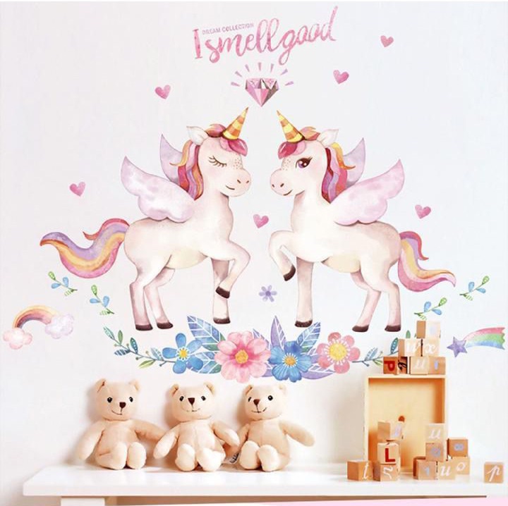 Decal tranh dán tường Đôi ngựa hạnh phúc